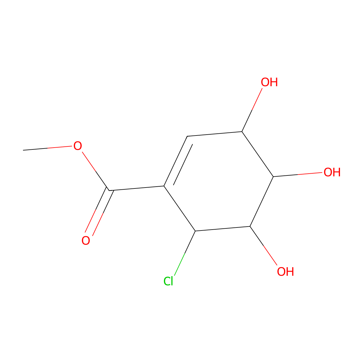 methyl (3R,4R,5R,6R)-6-chloro-3,4,5-trihydroxycyclohexene-1-carboxylate molecular structure, CAS 200335-68-8