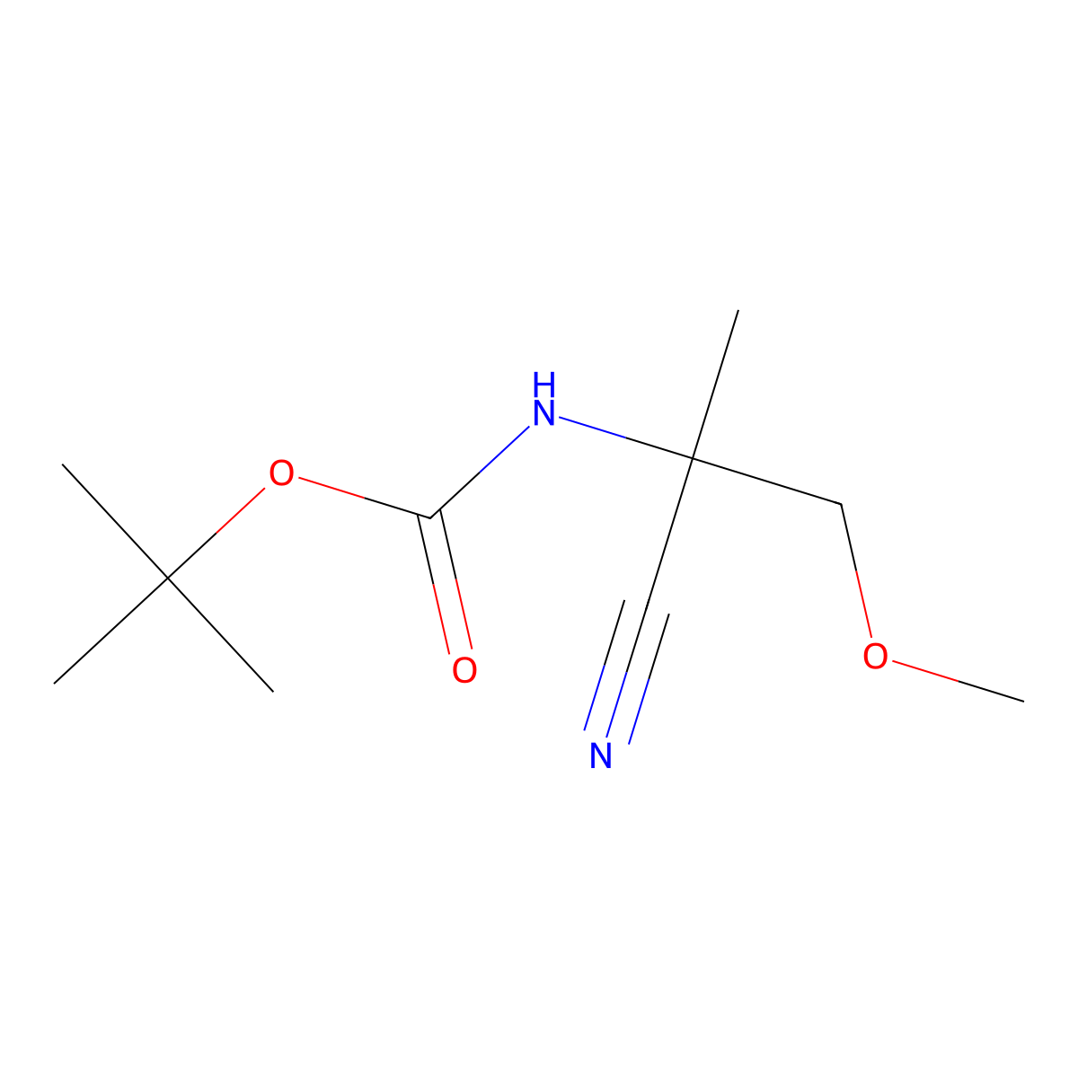 tert-butyl N-(1-cyano-2-methoxy-1-methylethyl)carbamate molecular structure, CAS 2003451-29-2
