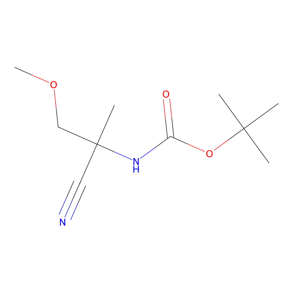 tert-butyl N-(1-cyano-2-methoxy-1-methylethyl)carbamate molecular structure, CAS 2003451-29-2