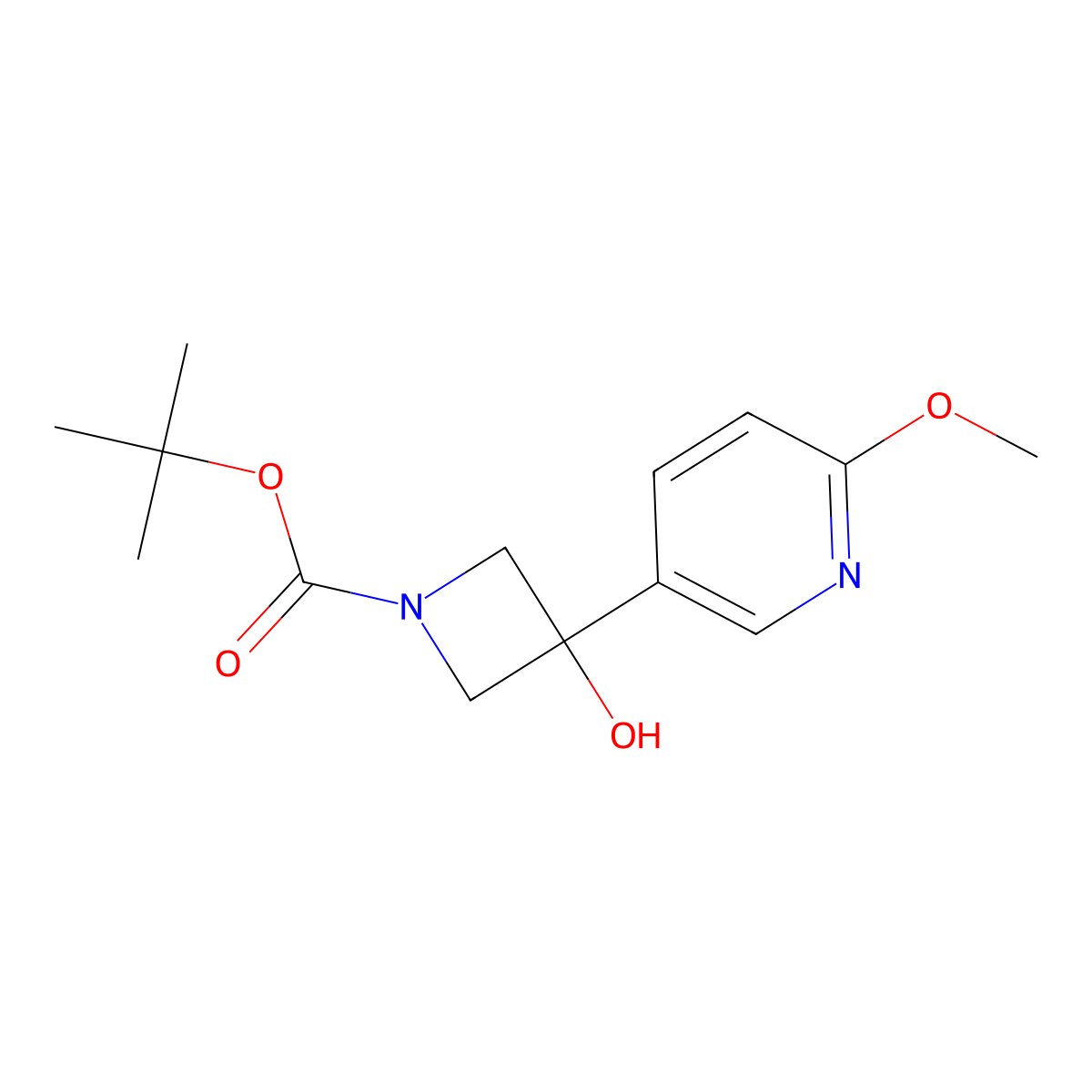 Tert-butyl 3-hydroxy-3-(6-methoxypyridin-3-yl)azetidine-1-carboxylate molecular structure, CAS 2003455-27-2