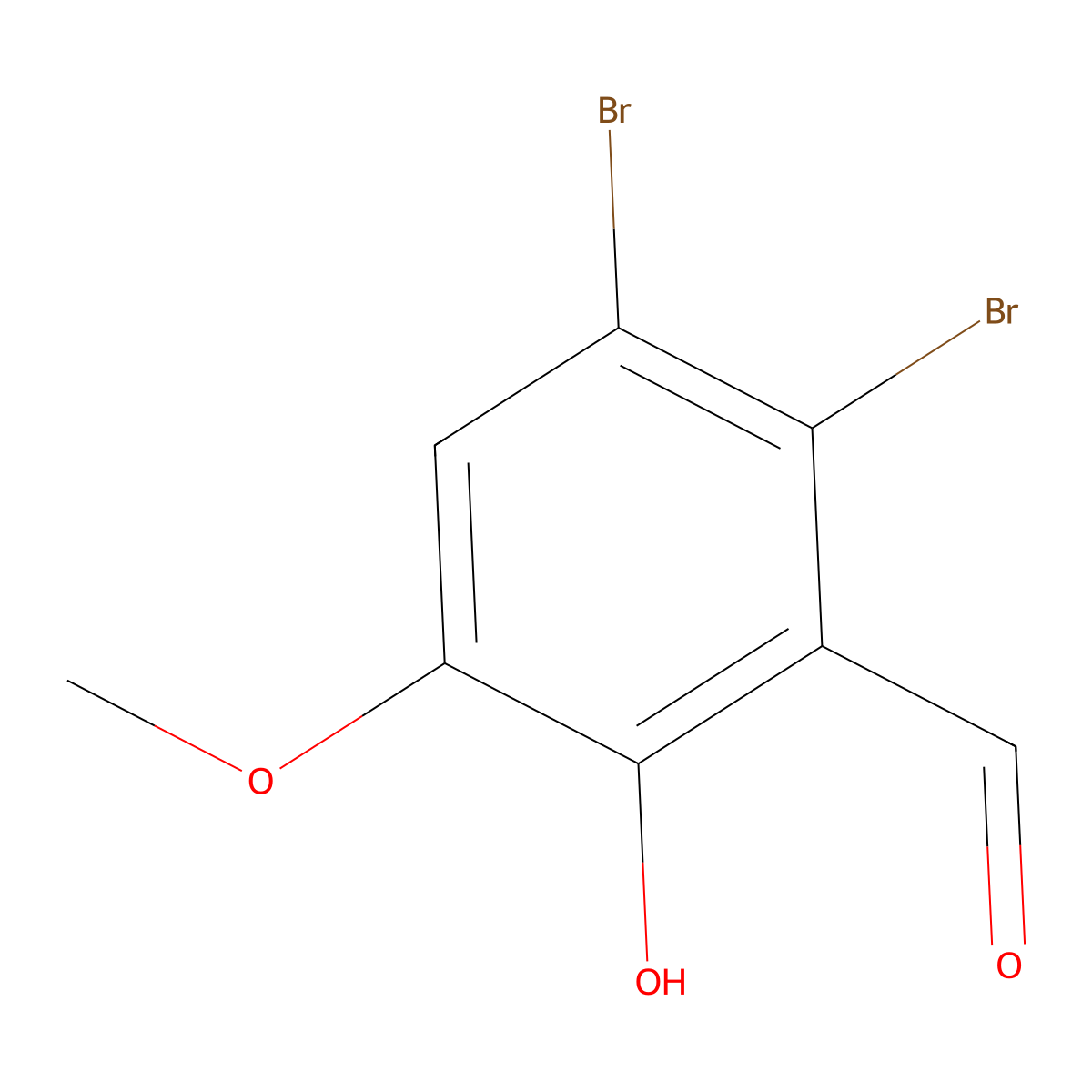 2,3-Dibromo-6-hydroxy-5-methoxybenzaldehyde molecular structure, CAS 20035-42-1