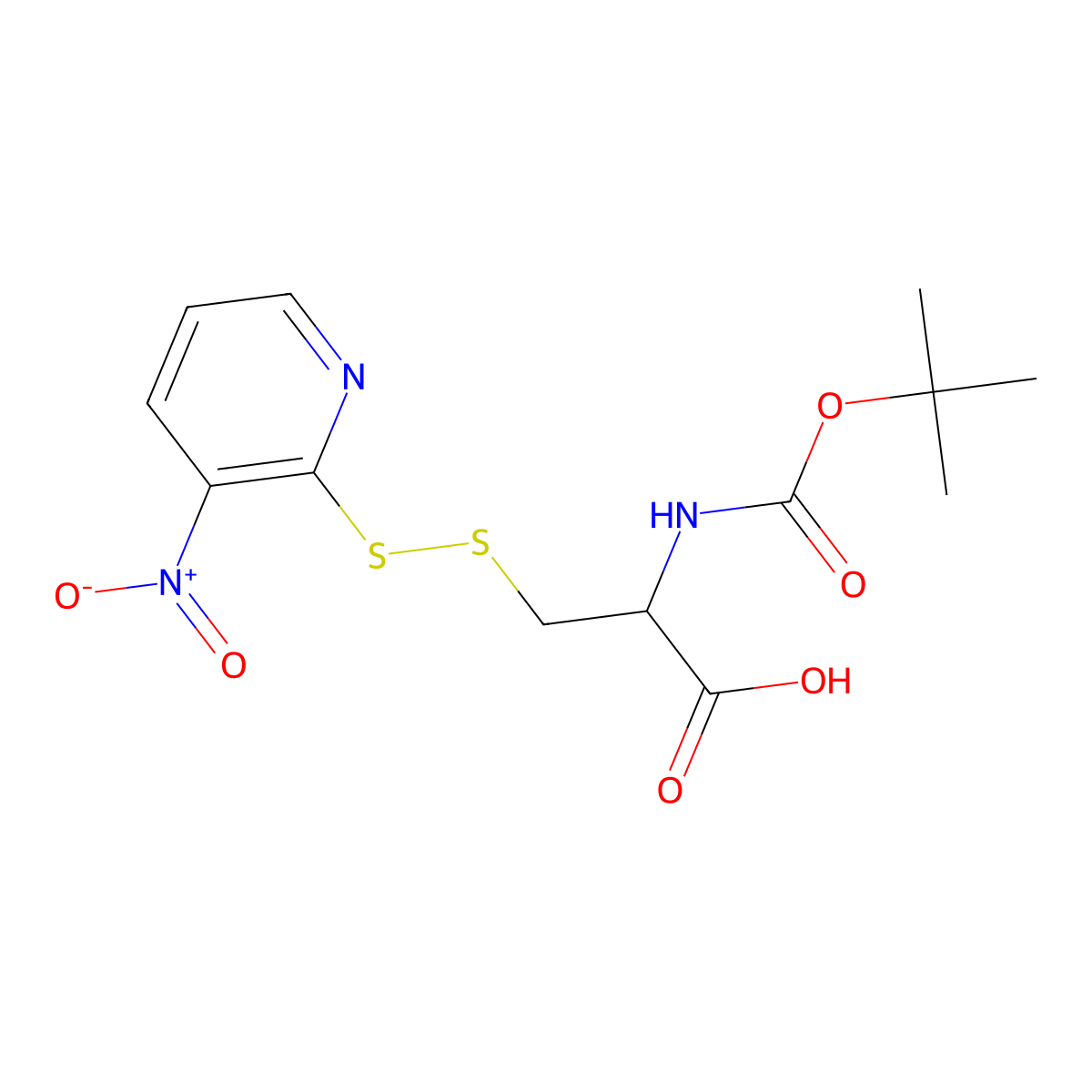 (S)-2-((tert-Butoxycarbonyl)amino)-3-((3-nitropyridin-2-yl)disulfanyl)propanoic acid molecular structure, CAS 200350-73-8