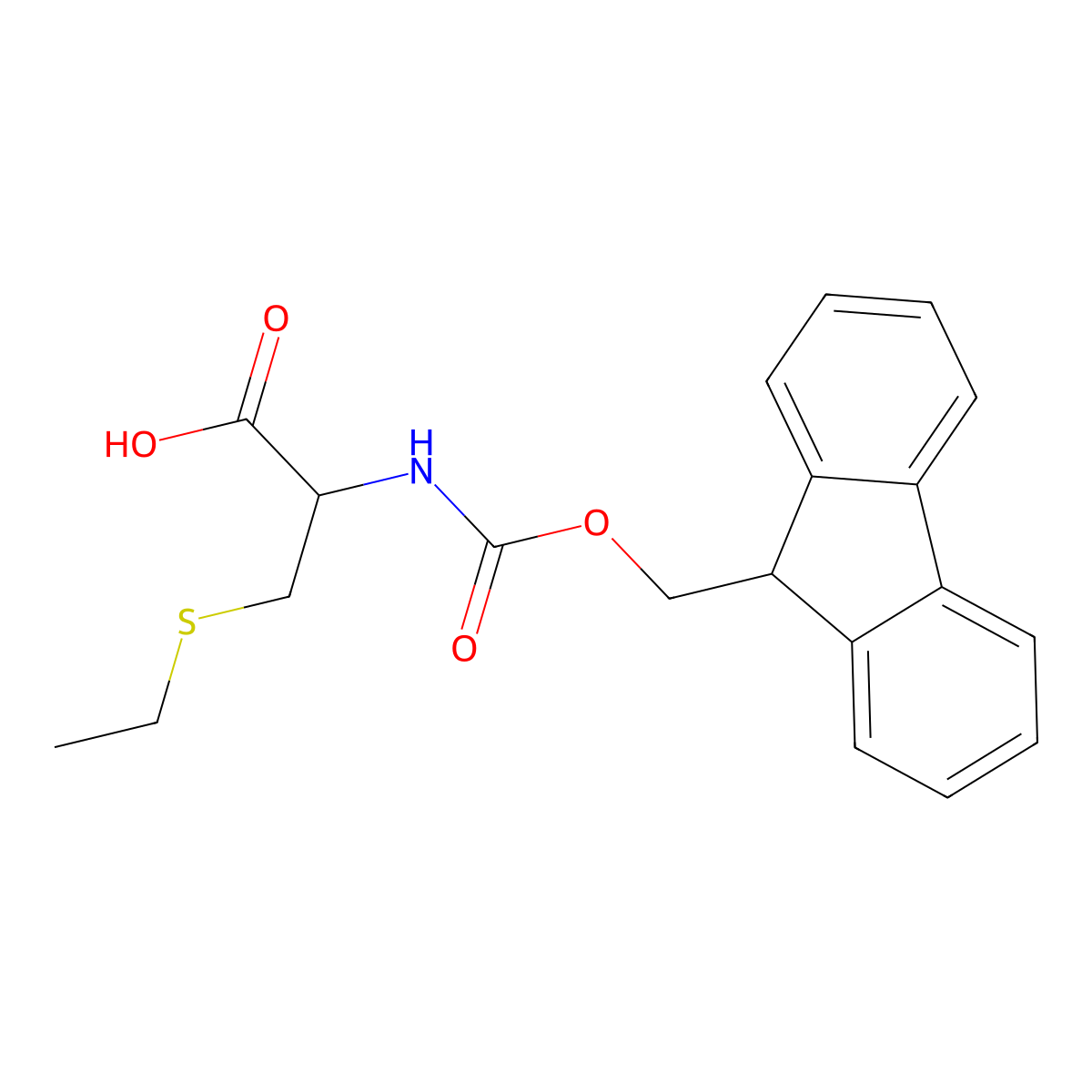 (2R)-3-(ethylsulfanyl)-2-({[(9H-fluoren-9-yl)methoxy]carbonyl}amino)propanoic acid molecular structure, CAS 200354-34-3