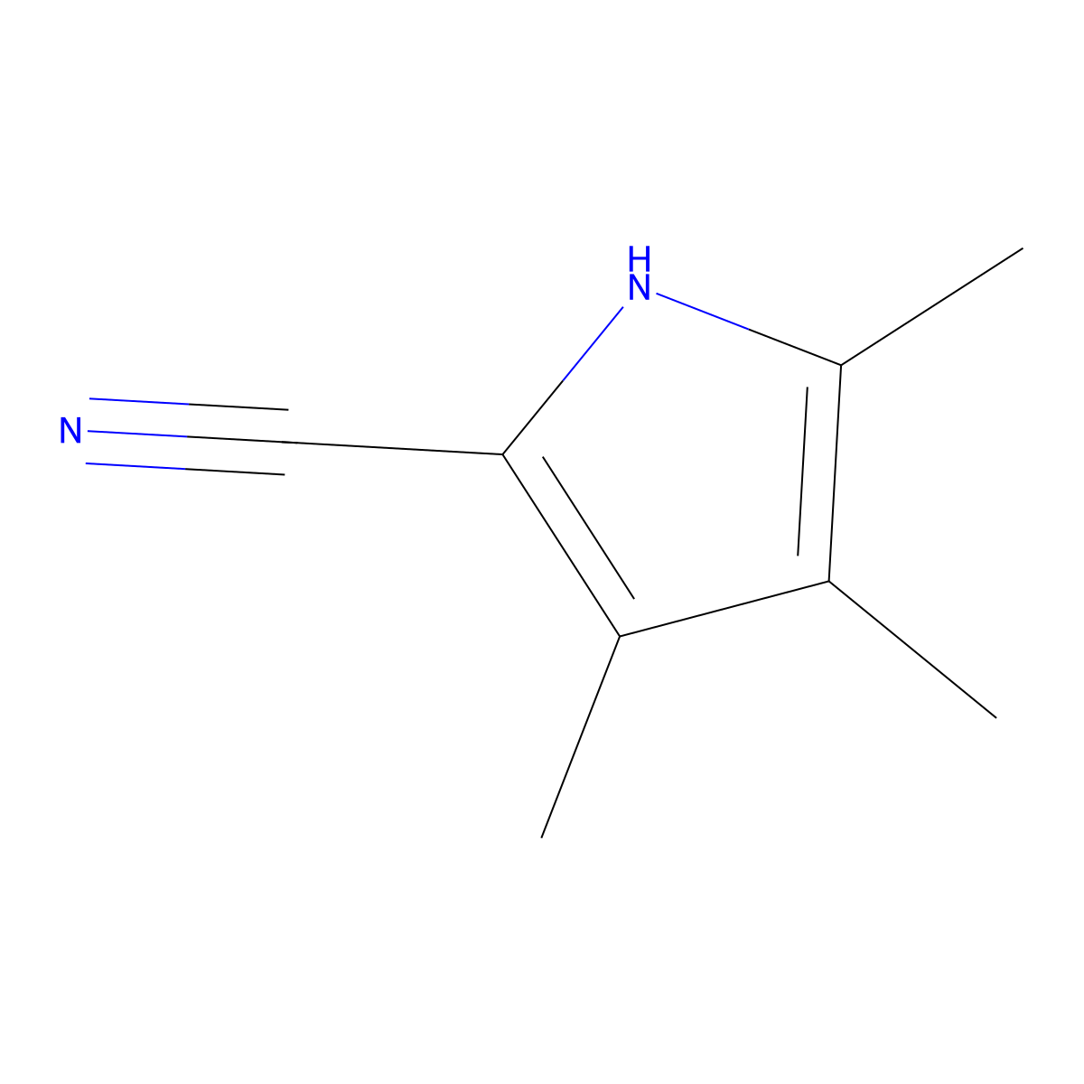 3,4,5-trimethyl-1H-pyrrole-2-carbonitrile molecular structure, CAS 20036-94-6