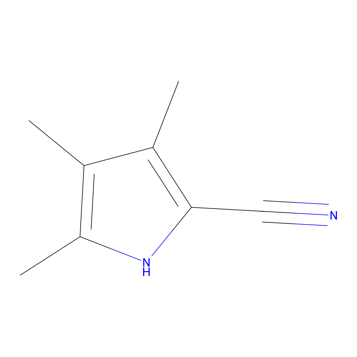 3,4,5-trimethyl-1H-pyrrole-2-carbonitrile molecular structure, CAS 20036-94-6