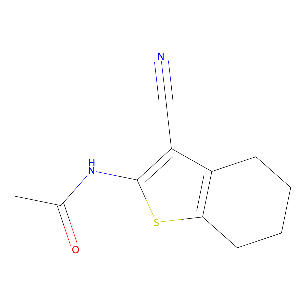 N-(3-cyano-4,5,6,7-tetrahydro-1-benzothiophen-2-yl)acetamide molecular structure, CAS 20036-97-9