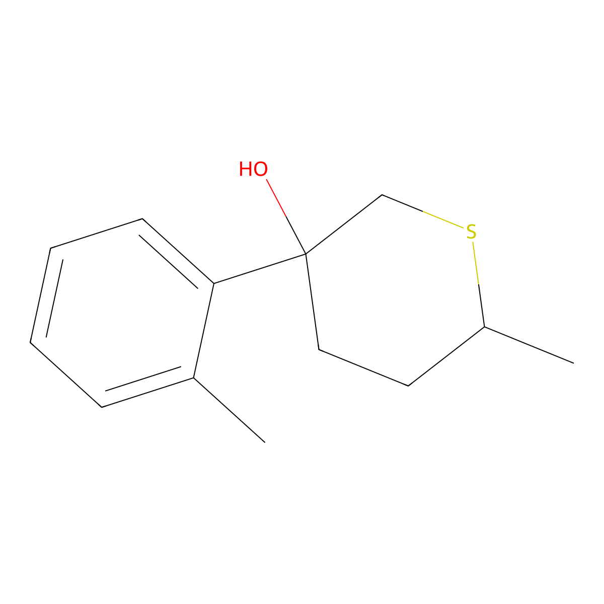 6-Methyl-3-(2-methylphenyl)thian-3-ol molecular structure, CAS 2003601-89-4