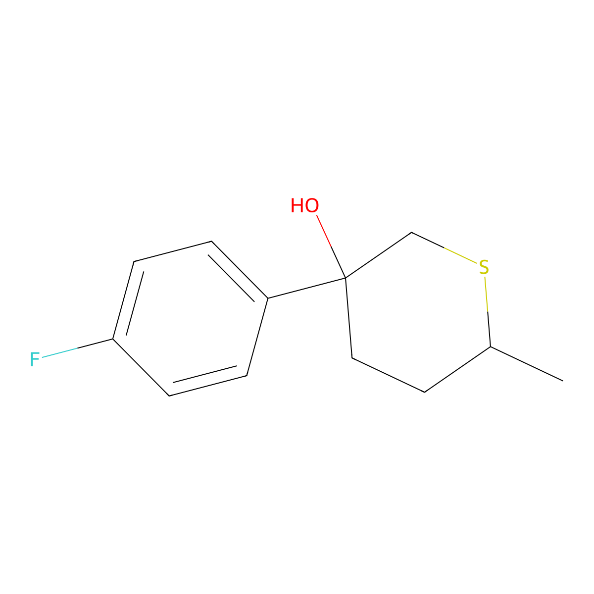 3-(4-Fluorophenyl)-6-methylthian-3-ol molecular structure, CAS 2003601-94-1
