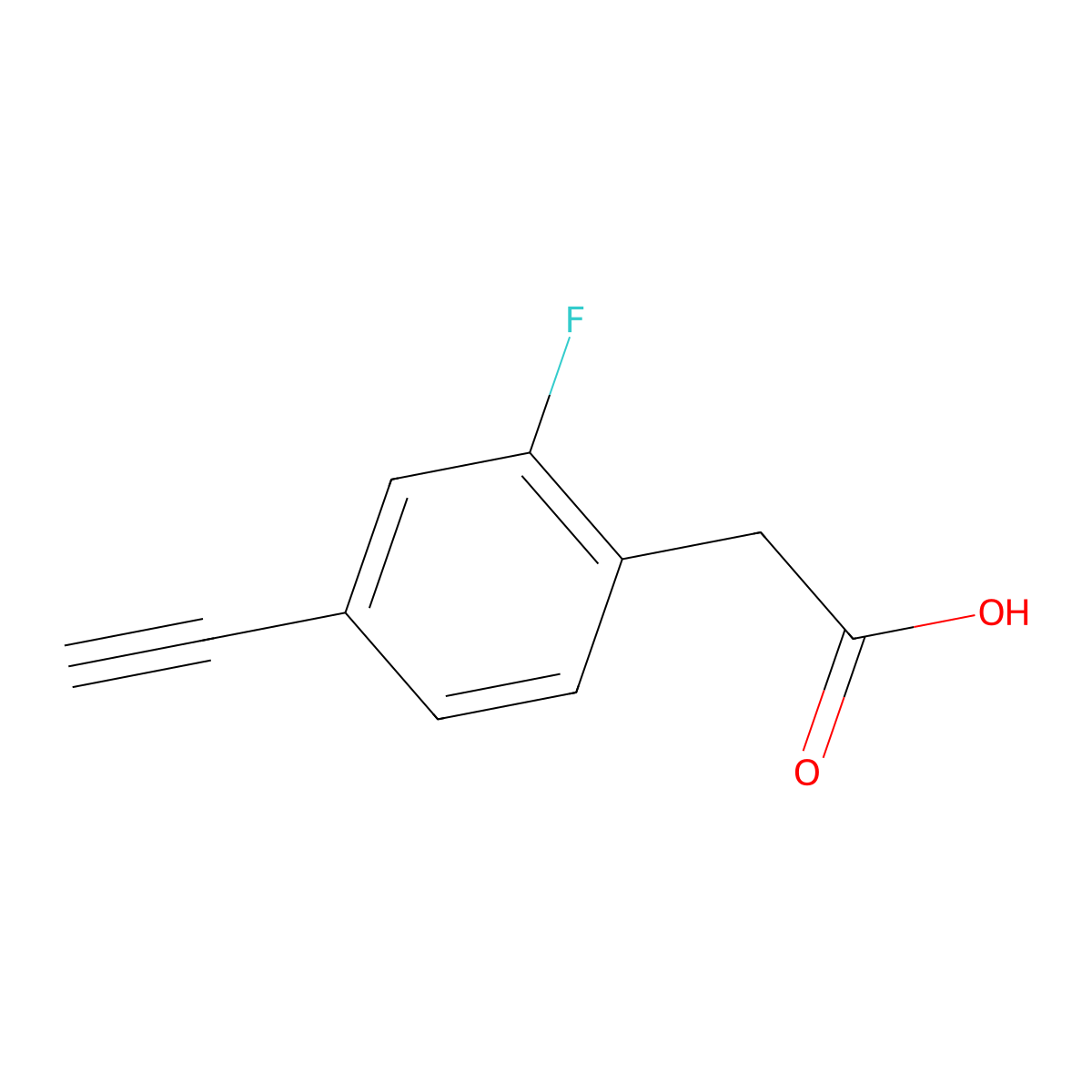 2-(4-Ethynyl-2-fluorophenyl)acetic acid molecular structure, CAS 2003625-60-1