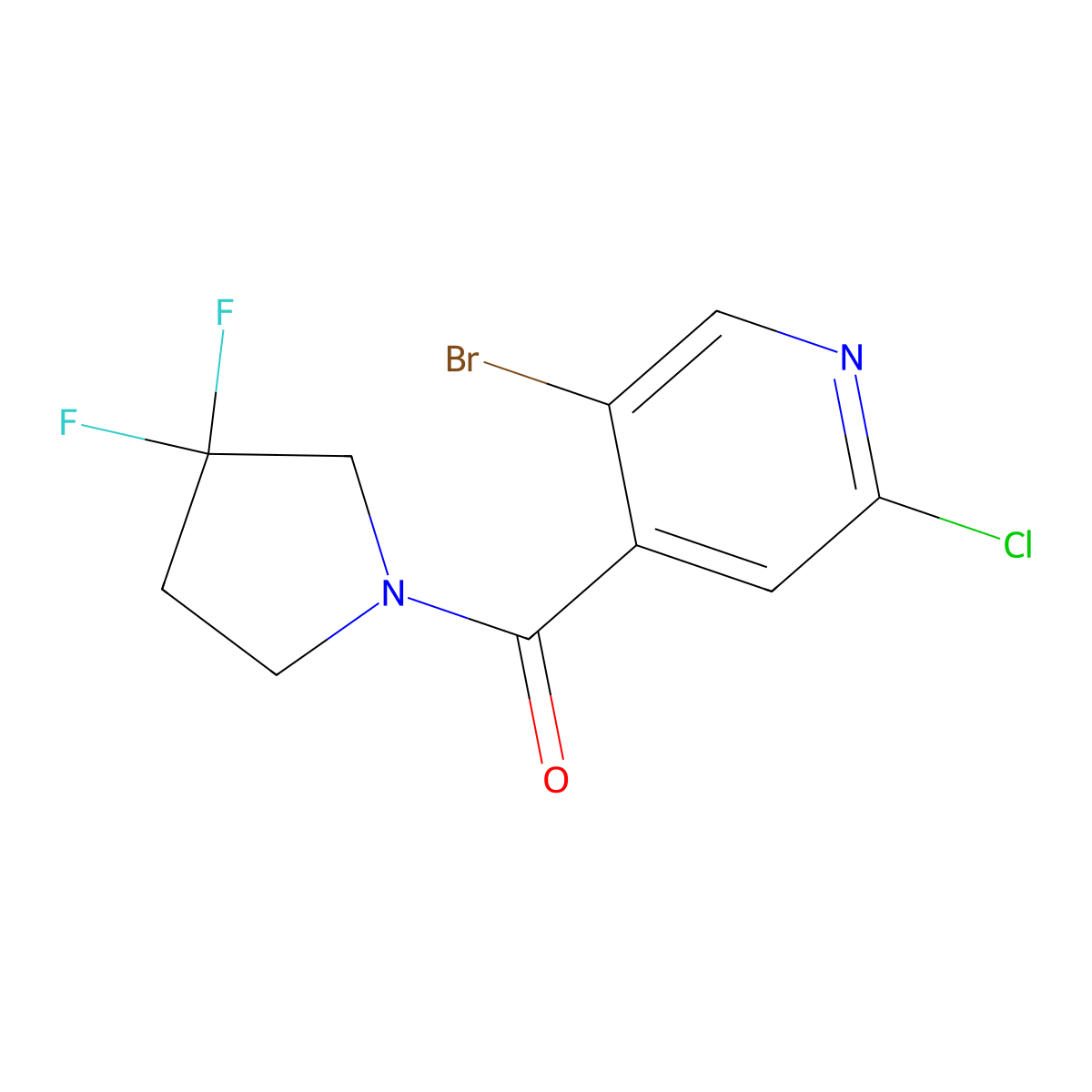 (5-Bromo-2-chloropyridin-4-yl)(3,3-difluoropyrrolidin-1-yl)methanone molecular structure, CAS 2003660-77-1