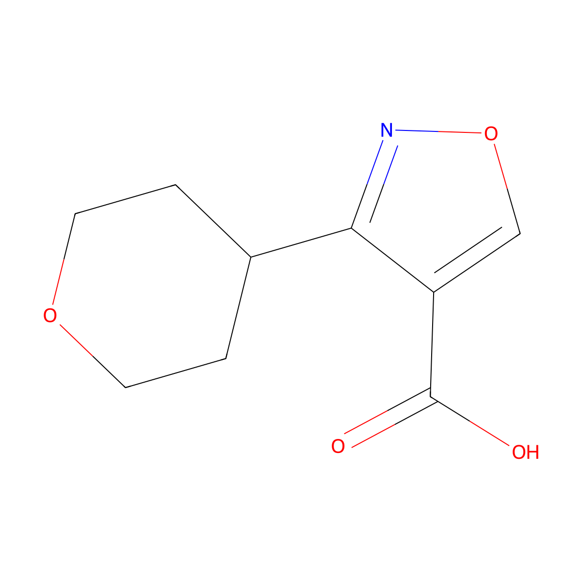3-(Oxan-4-yl)-1,2-oxazole-4-carboxylic acid molecular structure, CAS 2003692-36-0