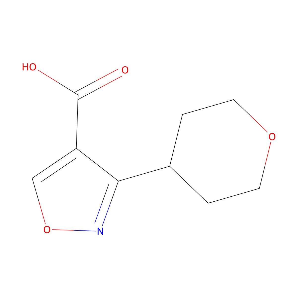 3-(Oxan-4-yl)-1,2-oxazole-4-carboxylic acid molecular structure, CAS 2003692-36-0