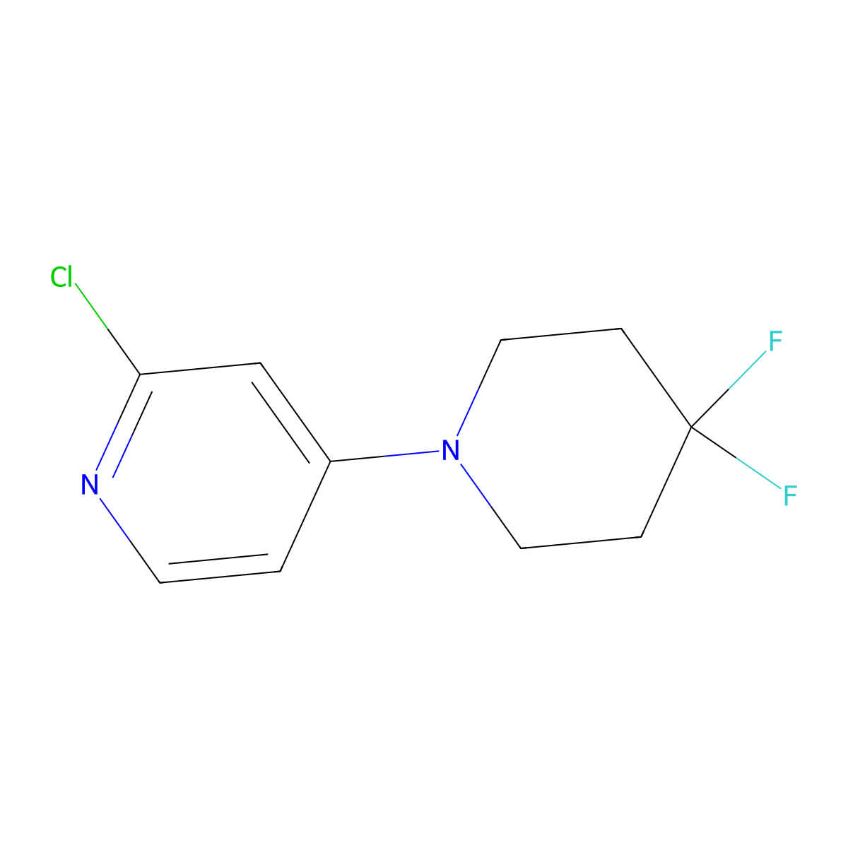 2-Chloro-4-(4,4-difluoropiperidin-1-yl)pyridine molecular structure, CAS 2003697-55-8