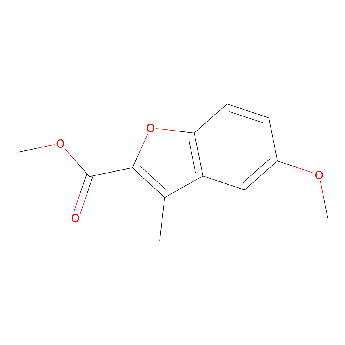 Methyl 5-methoxy-3-methyl-1-benzofuran-2-carboxylate molecular structure, CAS 20037-18-7