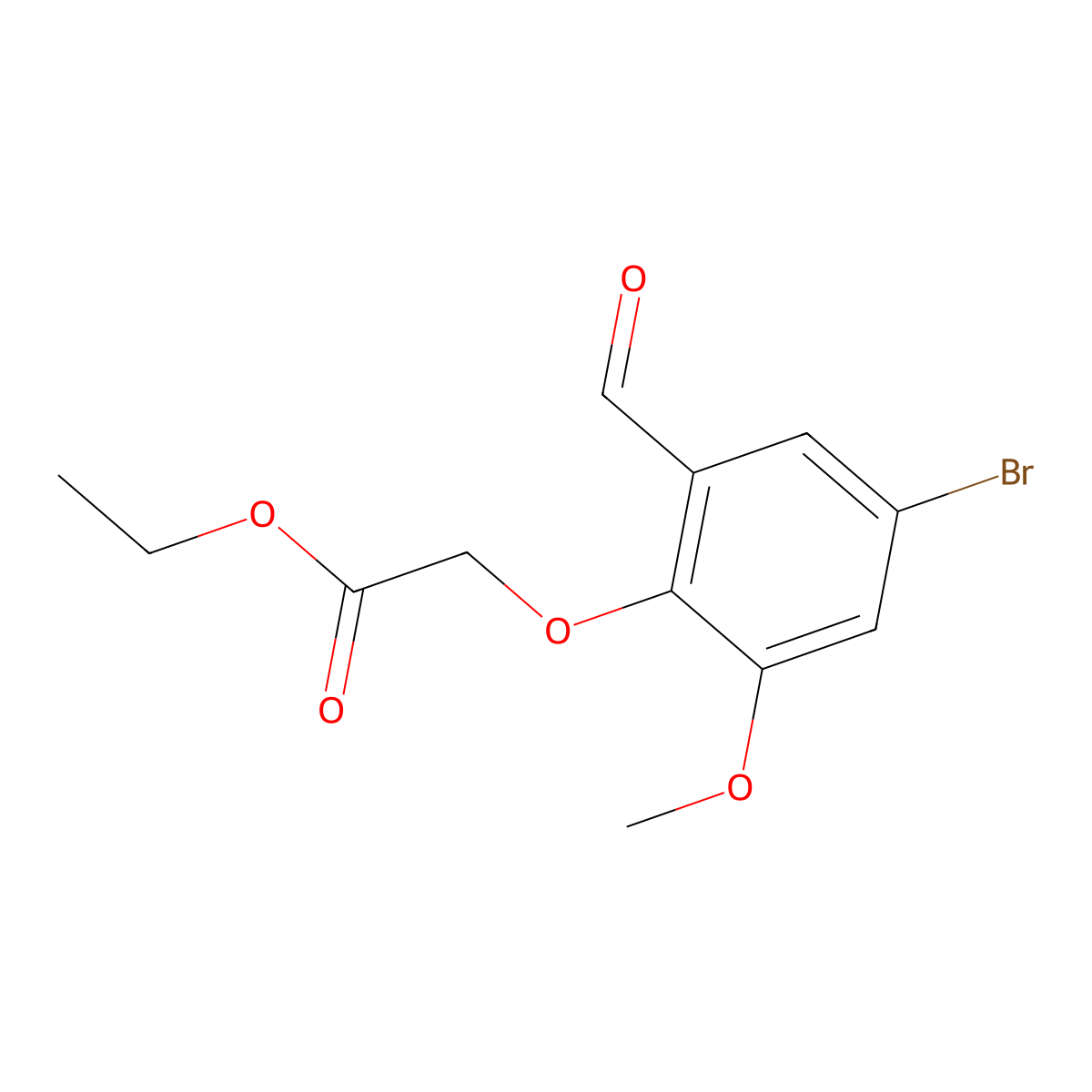 Ethyl 2-(4-bromo-2-formyl-6-methoxyphenoxy)acetate molecular structure, CAS 20037-36-9