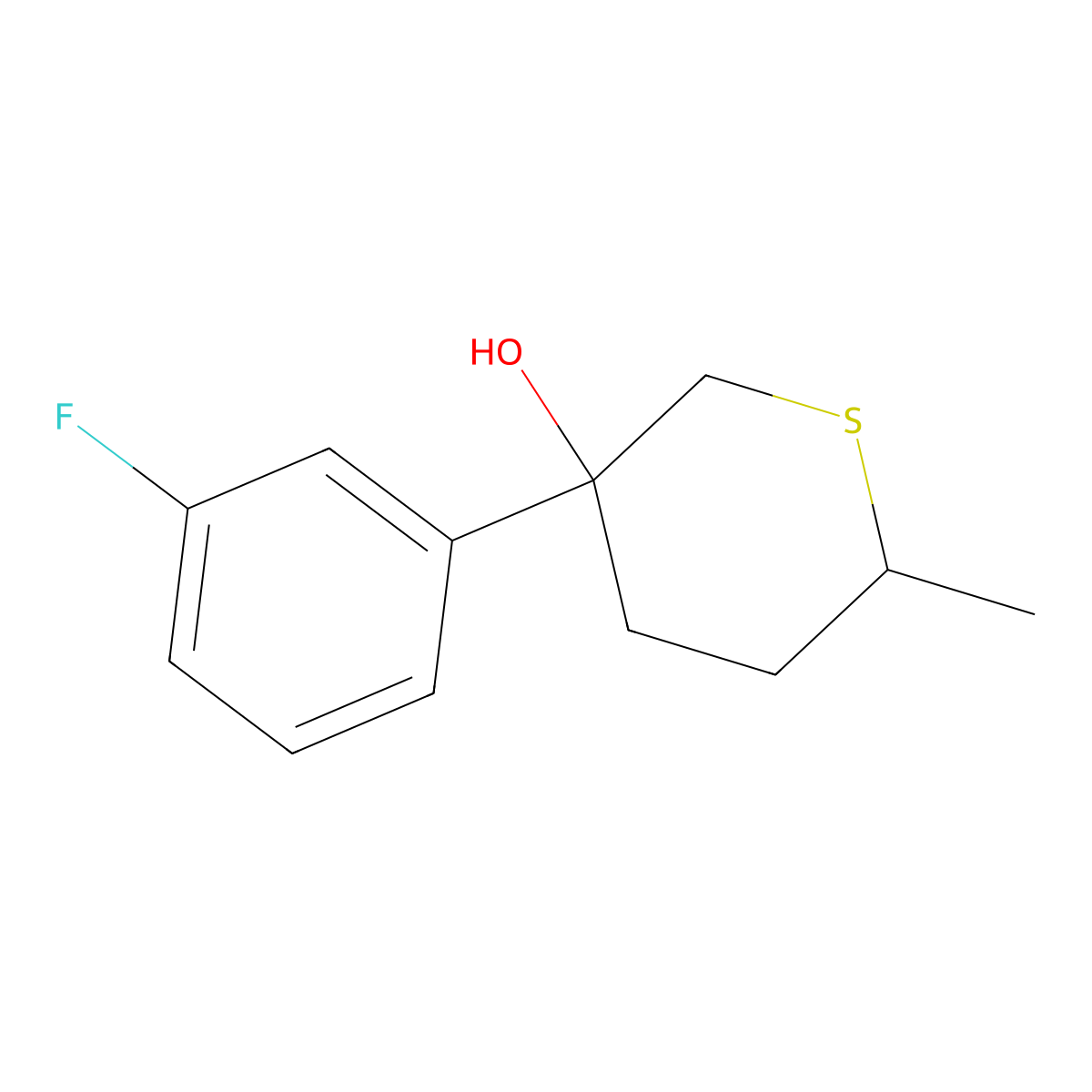 3-(3-Fluorophenyl)-6-methylthian-3-ol molecular structure, CAS 2003721-09-1