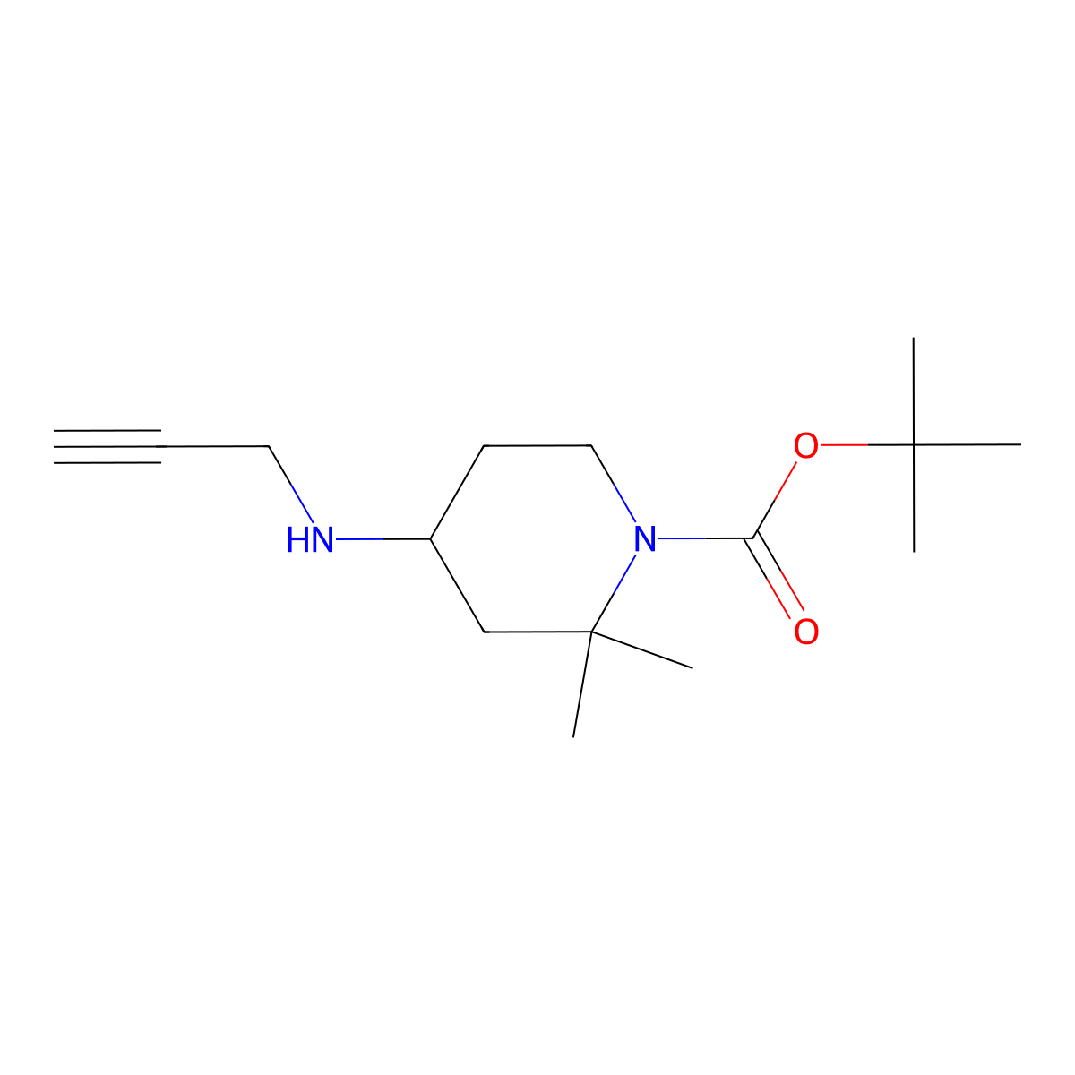 1,1-Dimethylethyl 2,2-dimethyl-4-(2-propyn-1-ylamino)-1-piperidinecarboxylate molecular structure, CAS 2003738-15-4