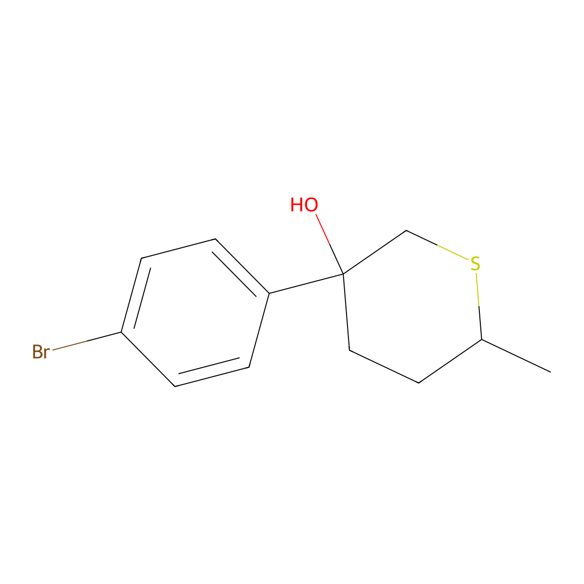 3-(4-Bromophenyl)-6-methylthian-3-ol molecular structure, CAS 2003794-47-4