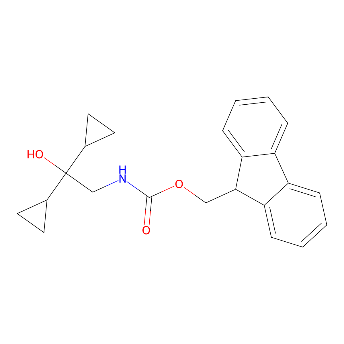 (9H-fluoren-9-yl)methyl N-(2,2-dicyclopropyl-2-hydroxyethyl)carbamate molecular structure, CAS 2003845-97-2
