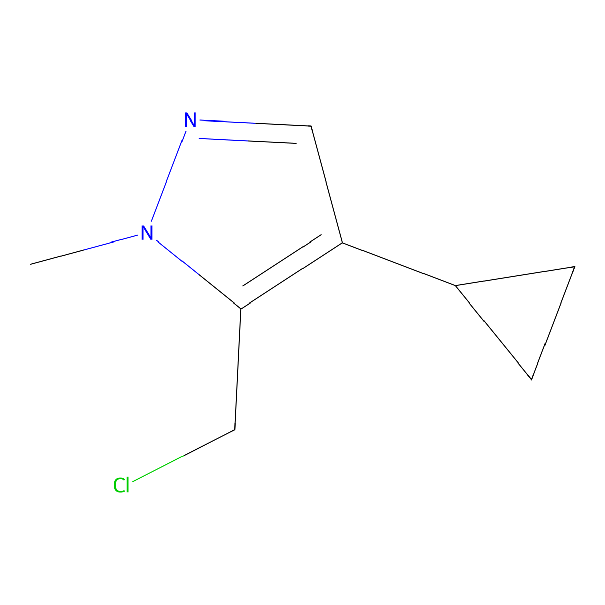 5-(chloromethyl)-4-cyclopropyl-1-methyl-1H-pyrazole molecular structure, CAS 2003876-58-0