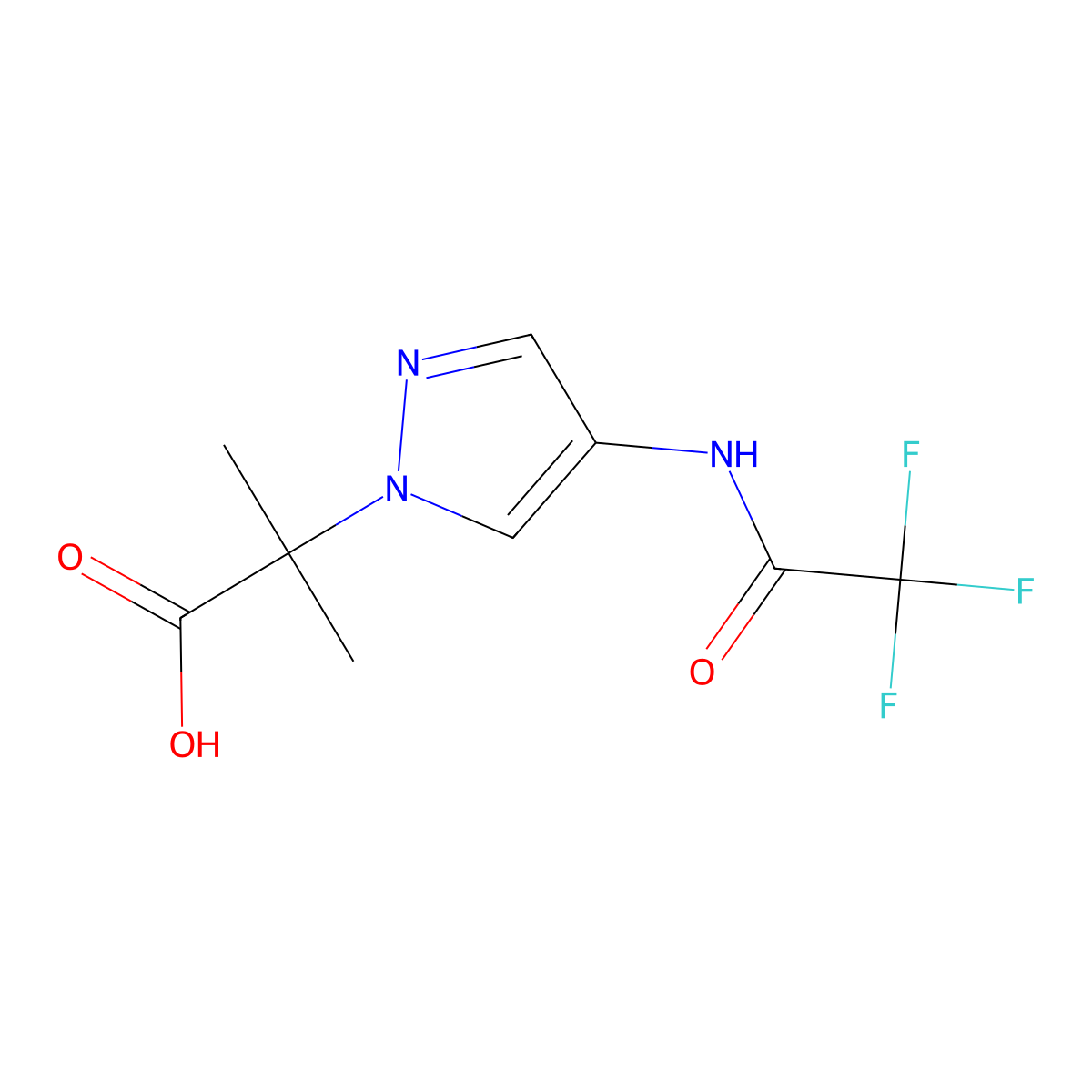 2-methyl-2-[4-(trifluoroacetamido)-1H-pyrazol-1-yl]propanoic acid molecular structure, CAS 2003967-69-7