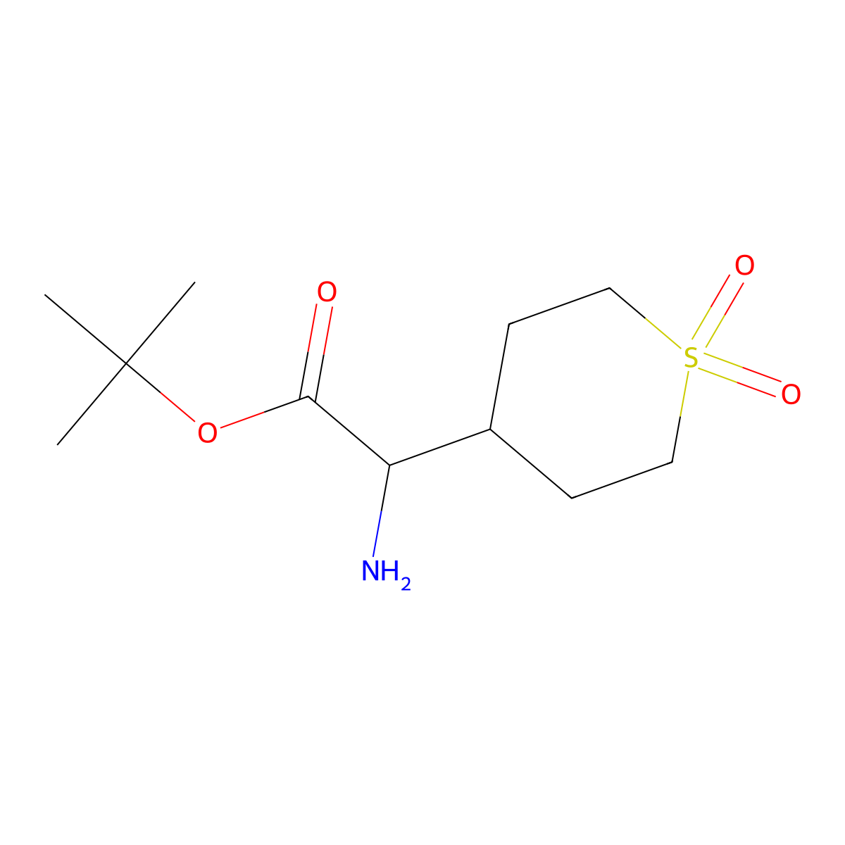 Tert-butyl 2-amino-2-(1,1-dioxo-1lambda6-thian-4-yl)acetate molecular structure, CAS 2003999-50-4