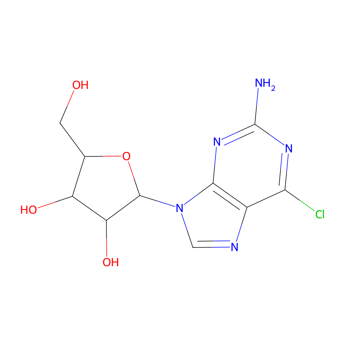 2-Amino-6-chloropurine riboside molecular structure, CAS 2004-07-1