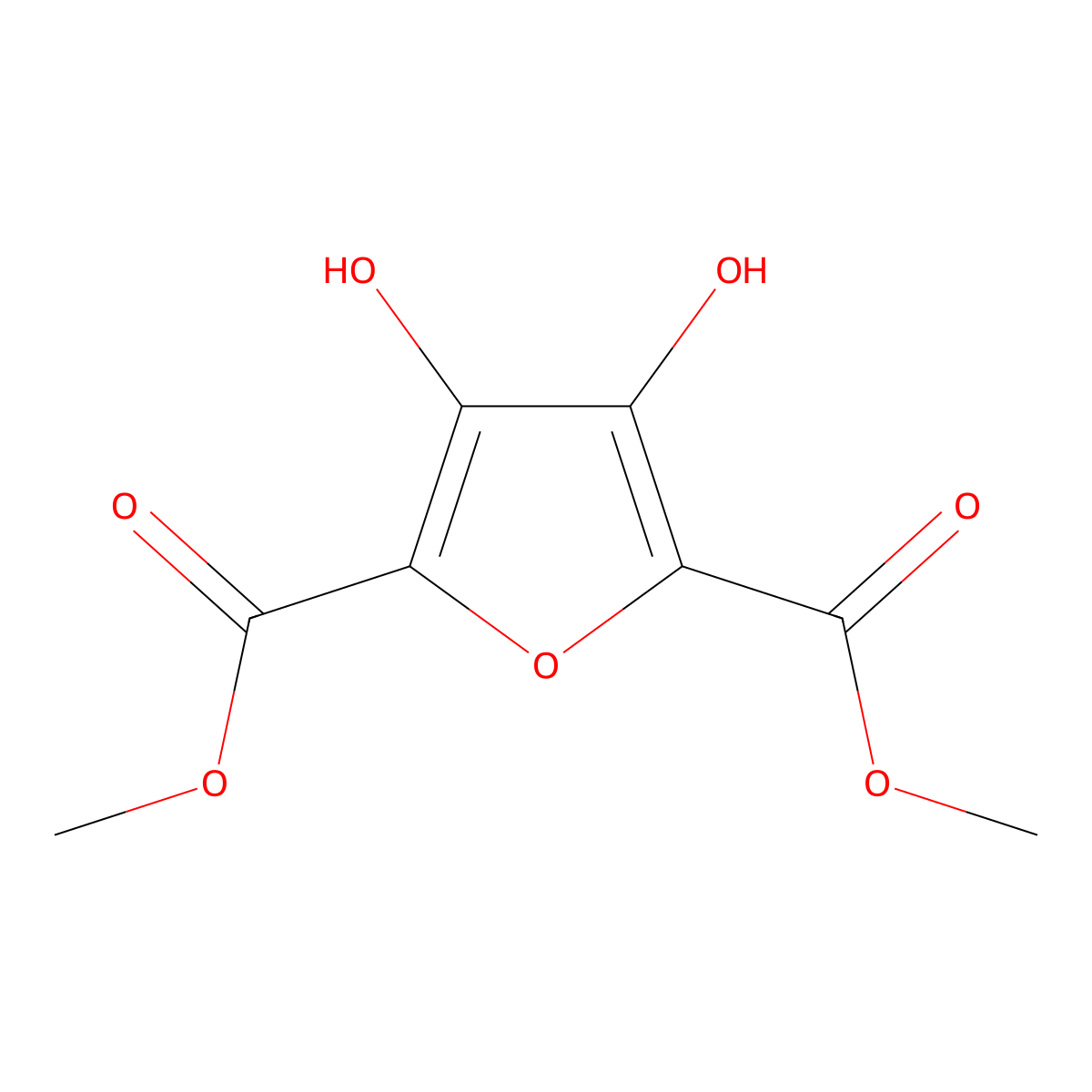 Dimethyl 3,4-dihydroxyfuran-2,5-dicarboxylate molecular structure, CAS 2004-74-2