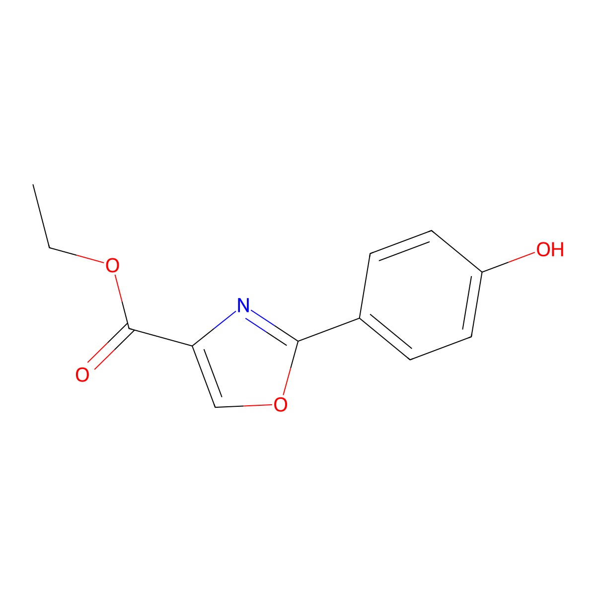 Ethyl 2-(4-hydroxyphenyl)oxazole-4-carboxylate molecular structure, CAS 200400-76-6
