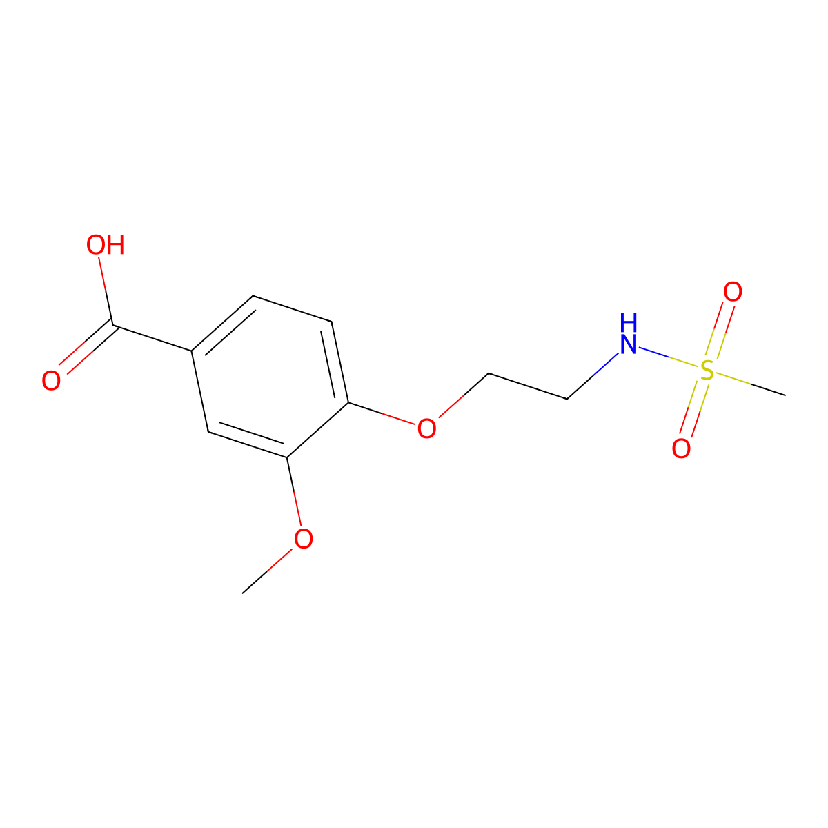 3-Methoxy-4-[2-[(methylsulfonyl)amino]ethoxy]-benzoic acid molecular structure, CAS 200403-27-6