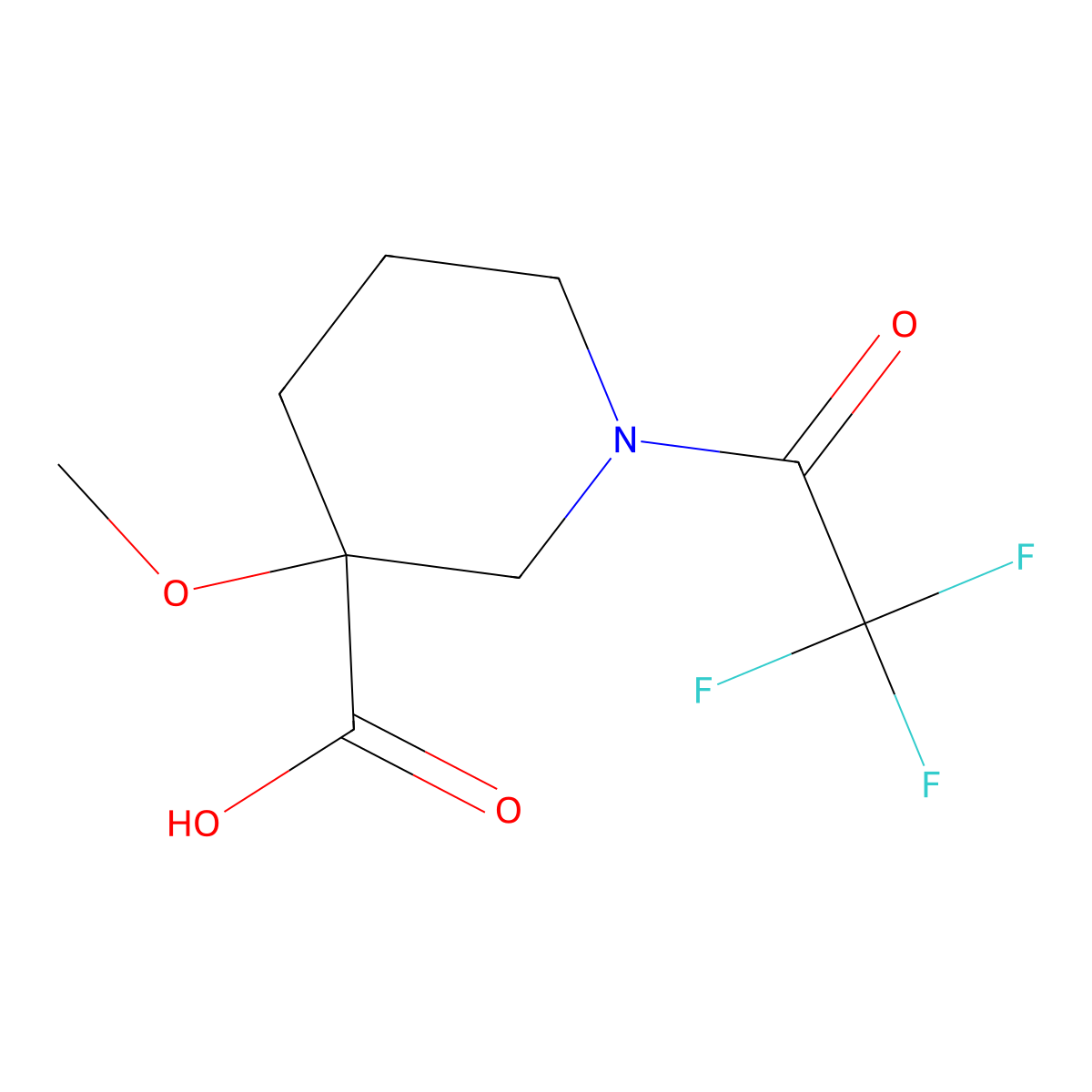 3-Methoxy-1-(trifluoroacetyl)piperidine-3-carboxylic acid molecular structure, CAS 2004041-62-5