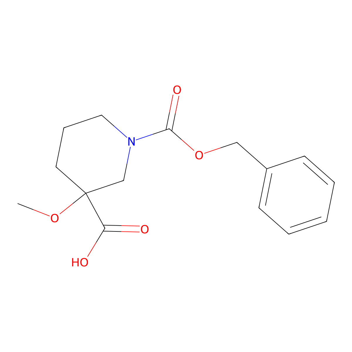 1-[(Benzyloxy)carbonyl]-3-methoxypiperidine-3-carboxylic acid molecular structure, CAS 2004044-20-4