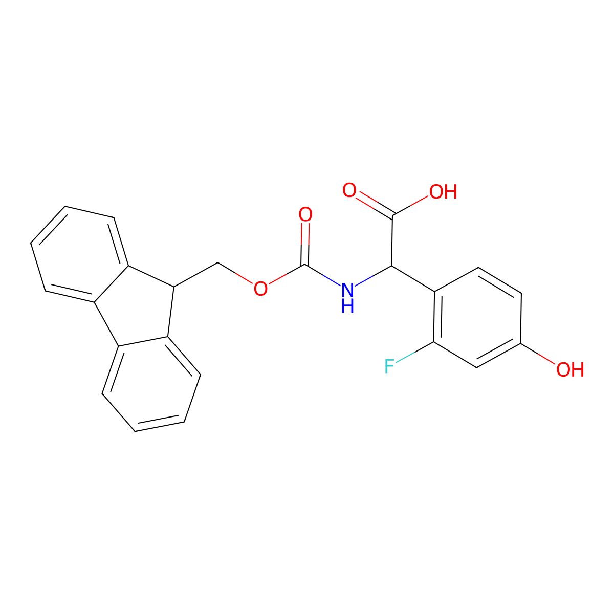 2-({[(9H-fluoren-9-yl)methoxy]carbonyl}amino)-2-(2-fluoro-4-hydroxyphenyl)acetic acid molecular structure, CAS 2004092-79-7