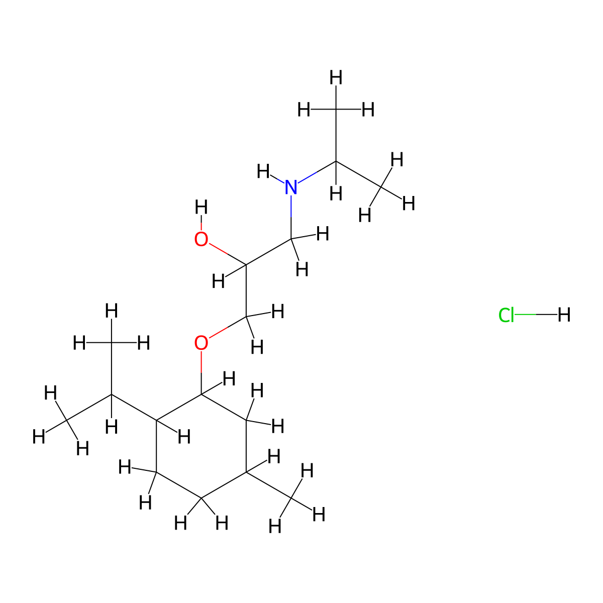 2-Propanol, 1-(isopropylamino)-3-(p-menth-3-yloxy)-, hydrochloride molecular structure, CAS 20041-47-8