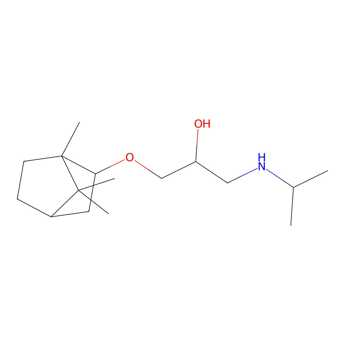 2-Propanol, 1-[(1-methylethyl)amino]-3-[(1,7,7-trimethylbicyclo[2.2.1]hept-2-yl)oxy]- molecular structure, CAS 20041-48-9