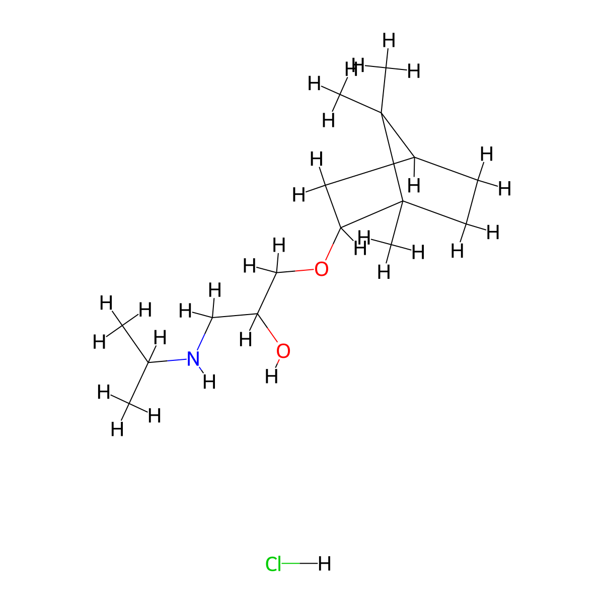 2-Propanol, 3-(2-bornyloxy)-3-(isopropylamino)-, hydrochloride molecular structure, CAS 20041-49-0