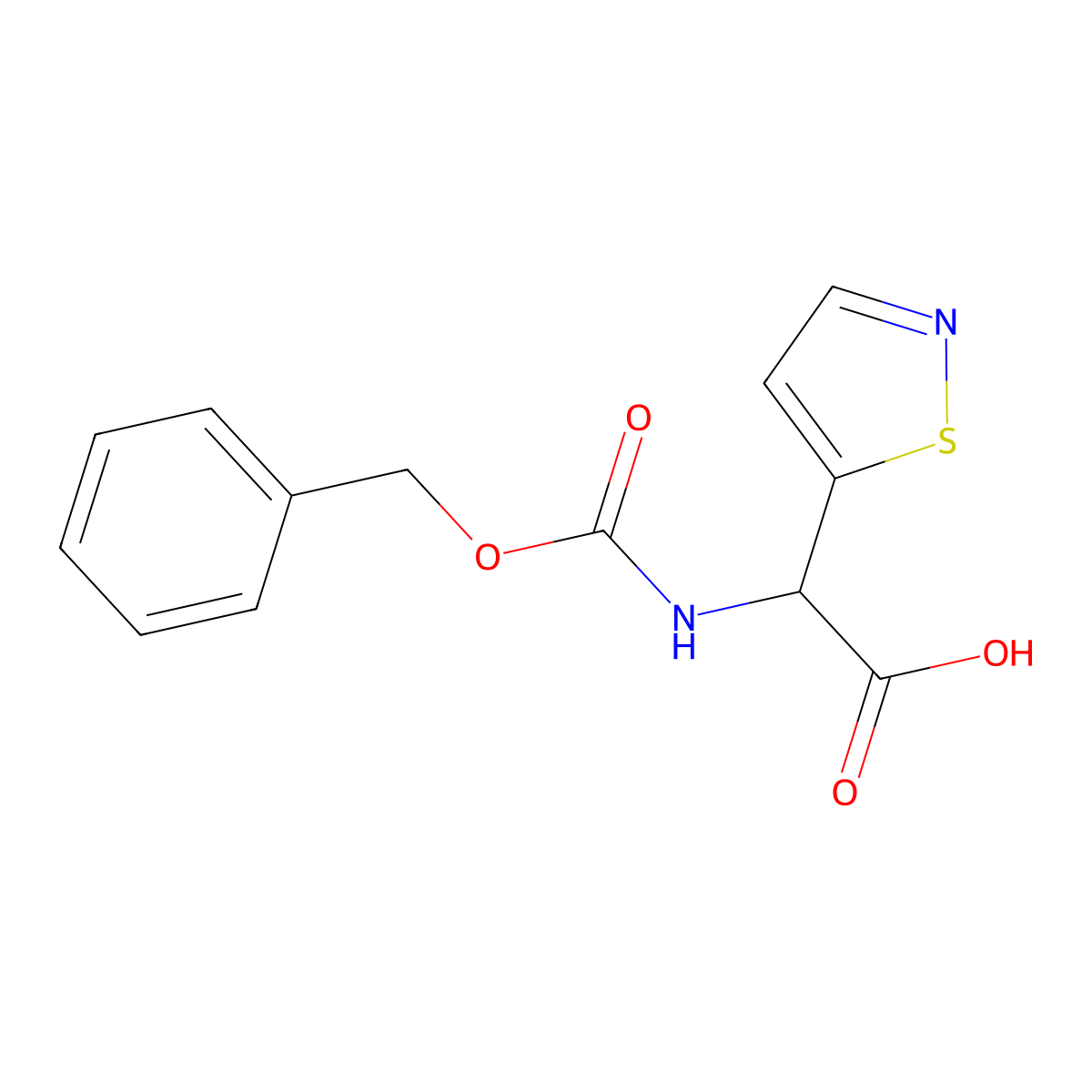 2-{[(Benzyloxy)carbonyl]amino}-2-(1,2-thiazol-5-yl)acetic acid molecular structure, CAS 2004131-79-5
