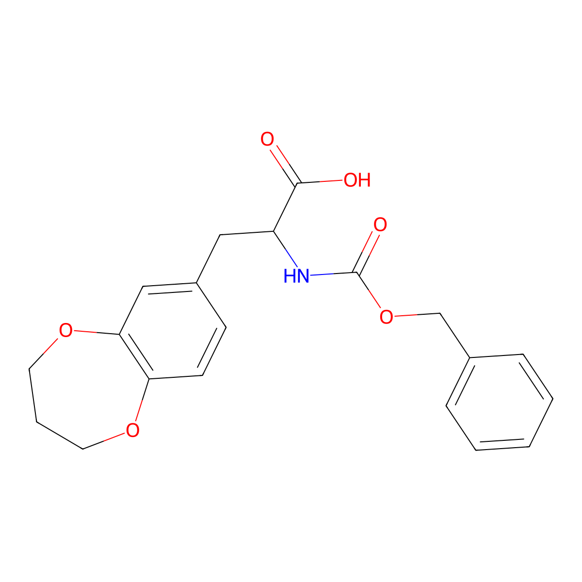 2-{[(benzyloxy)carbonyl]amino}-3-(3,4-dihydro-2H-1,5-benzodioxepin-7-yl)propanoic acid molecular structure, CAS 2004153-93-7