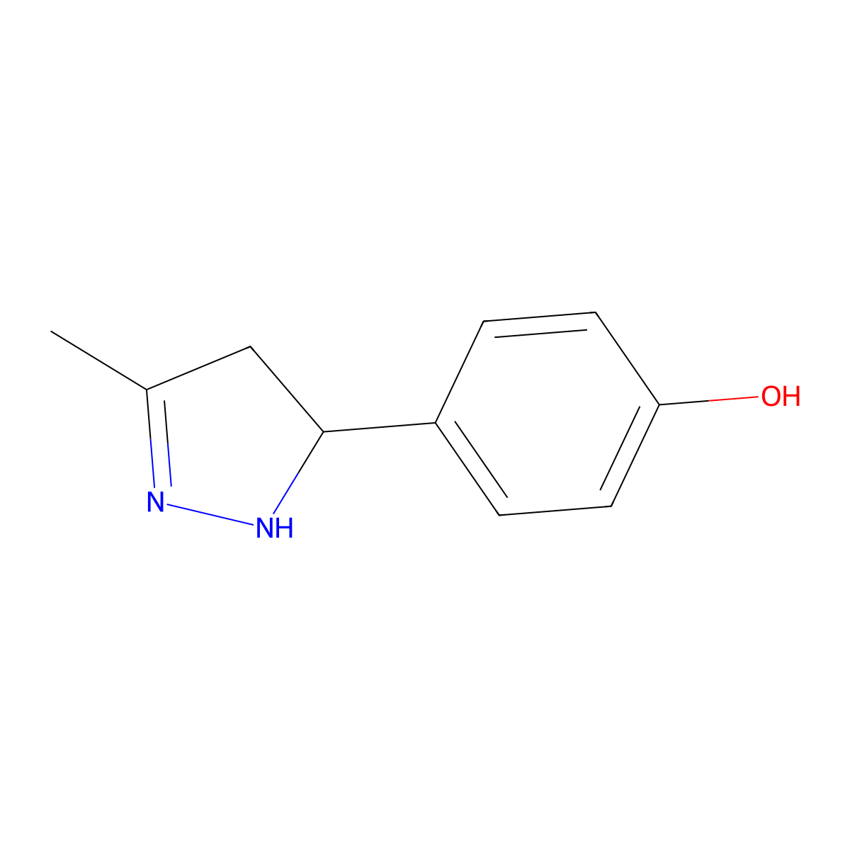 4-(3-methyl-4,5-dihydro-1H-pyrazol-5-yl)phenol molecular structure, CAS 200417-33-0