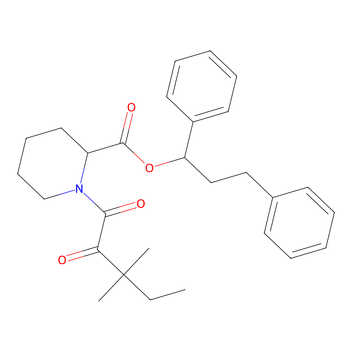 1,3-Diphenylpropyl (2S)-1-(3,3-dimethyl-2-oxopentanoyl)piperidine-2-carboxylate molecular structure, CAS 200417-73-8