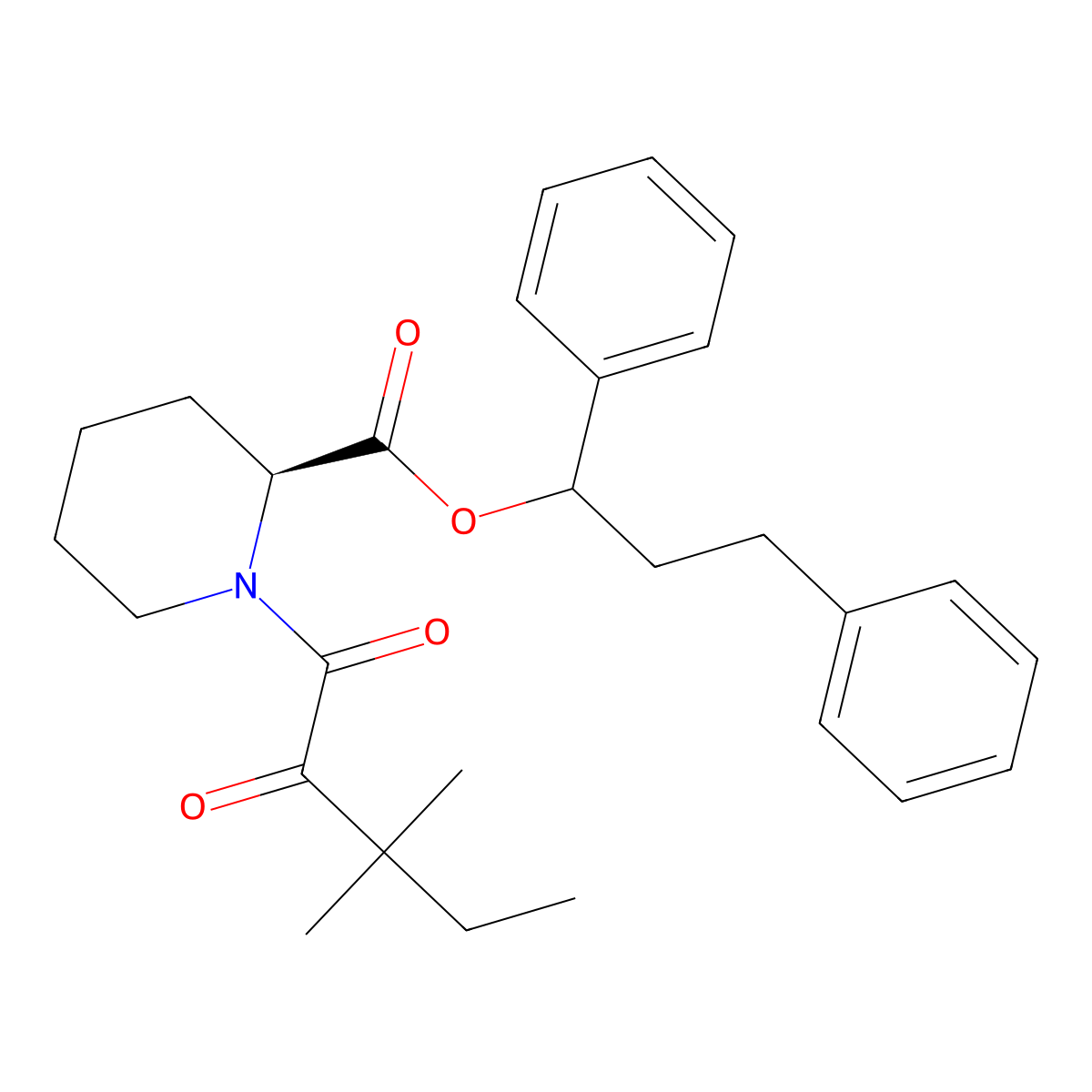 1,3-Diphenylpropyl (2S)-1-(3,3-dimethyl-2-oxopentanoyl)piperidine-2-carboxylate molecular structure, CAS 200417-73-8