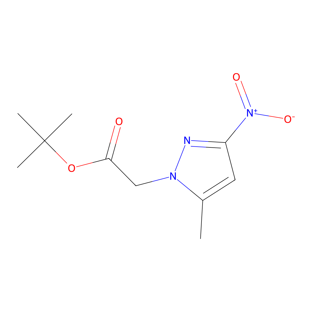 tert-butyl (5-methyl-3-nitro-1H-pyrazol-1-yl)acetate molecular structure, CAS 2004261-02-1