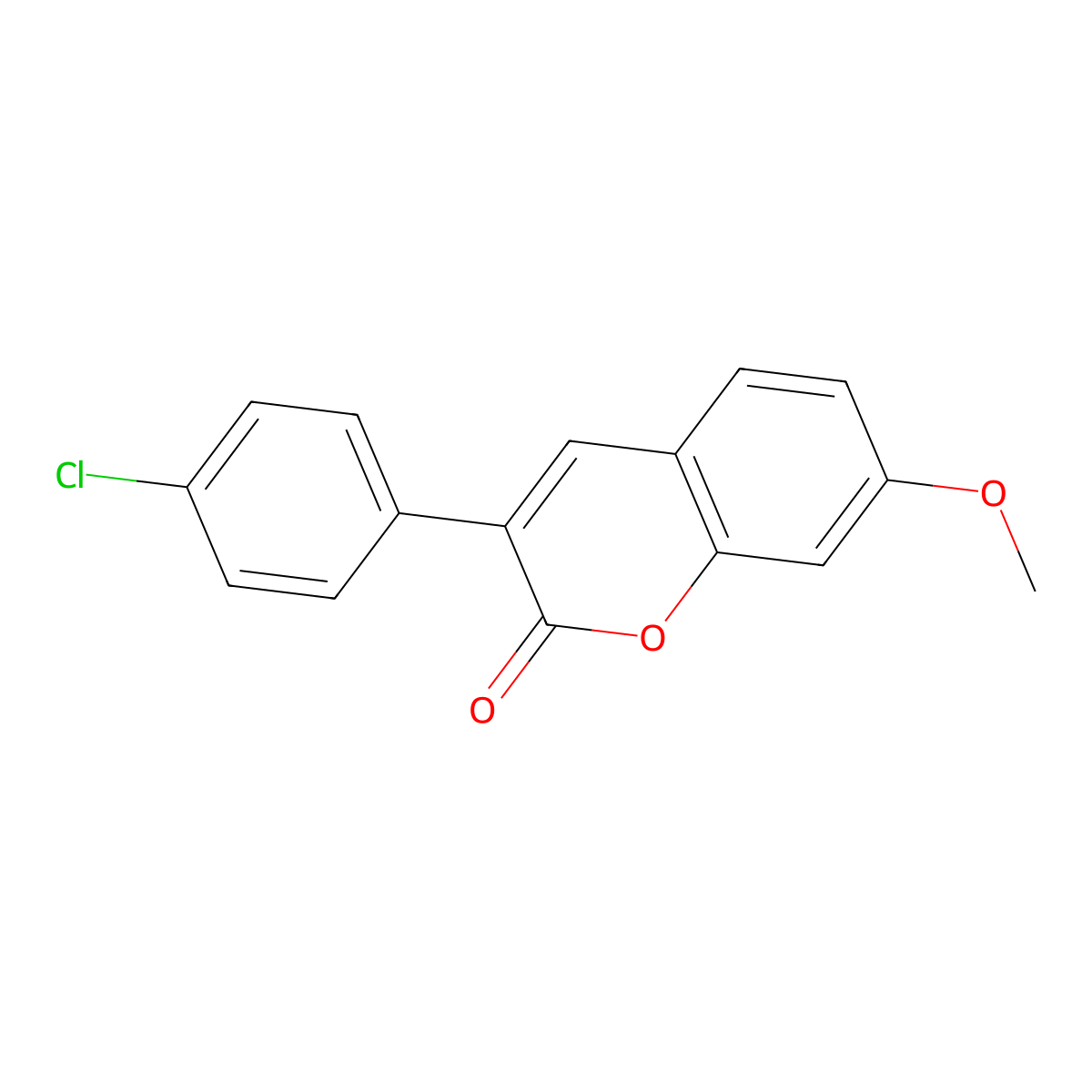 3-(4-chlorophenyl)-7-methoxy-2H-chromen-2-one molecular structure, CAS 20043-65-6