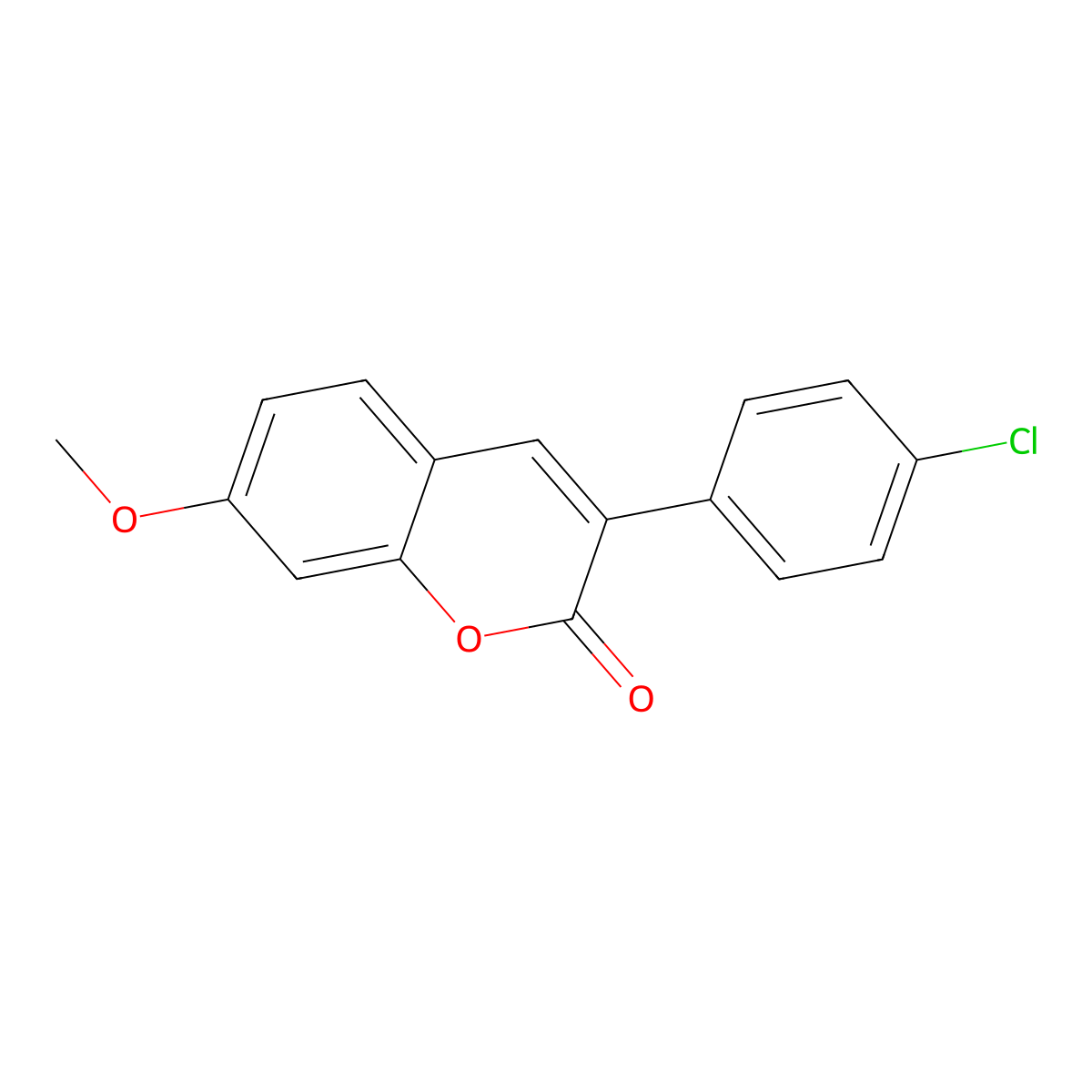 3-(4-chlorophenyl)-7-methoxy-2H-chromen-2-one molecular structure, CAS 20043-65-6