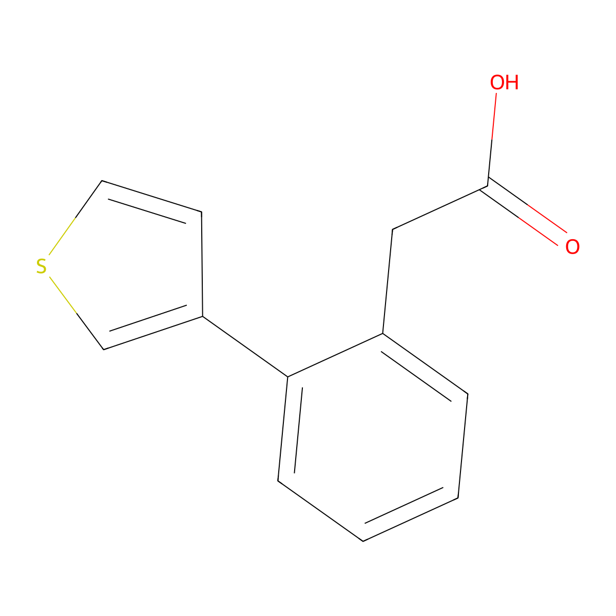2-(2-(Thiophen-3-yl)phenyl)acetic acid molecular structure, CAS 2004388-06-9