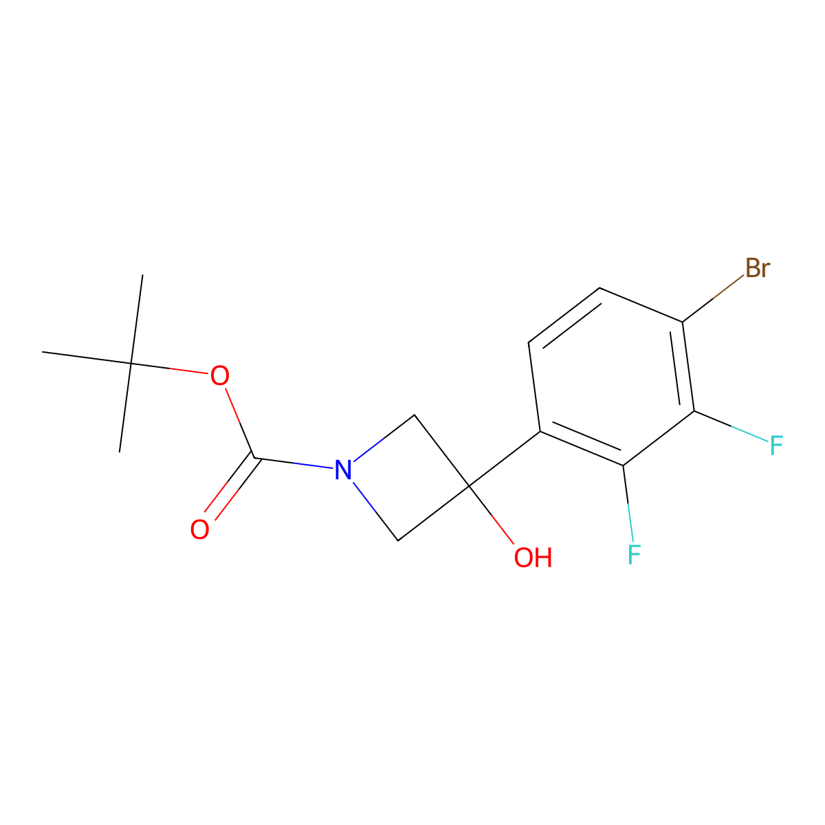 1,1-Dimethylethyl 3-(4-bromo-2,3-difluorophenyl)-3-hydroxy-1-azetidinecarboxy... molecular structure, CAS 2004449-10-7