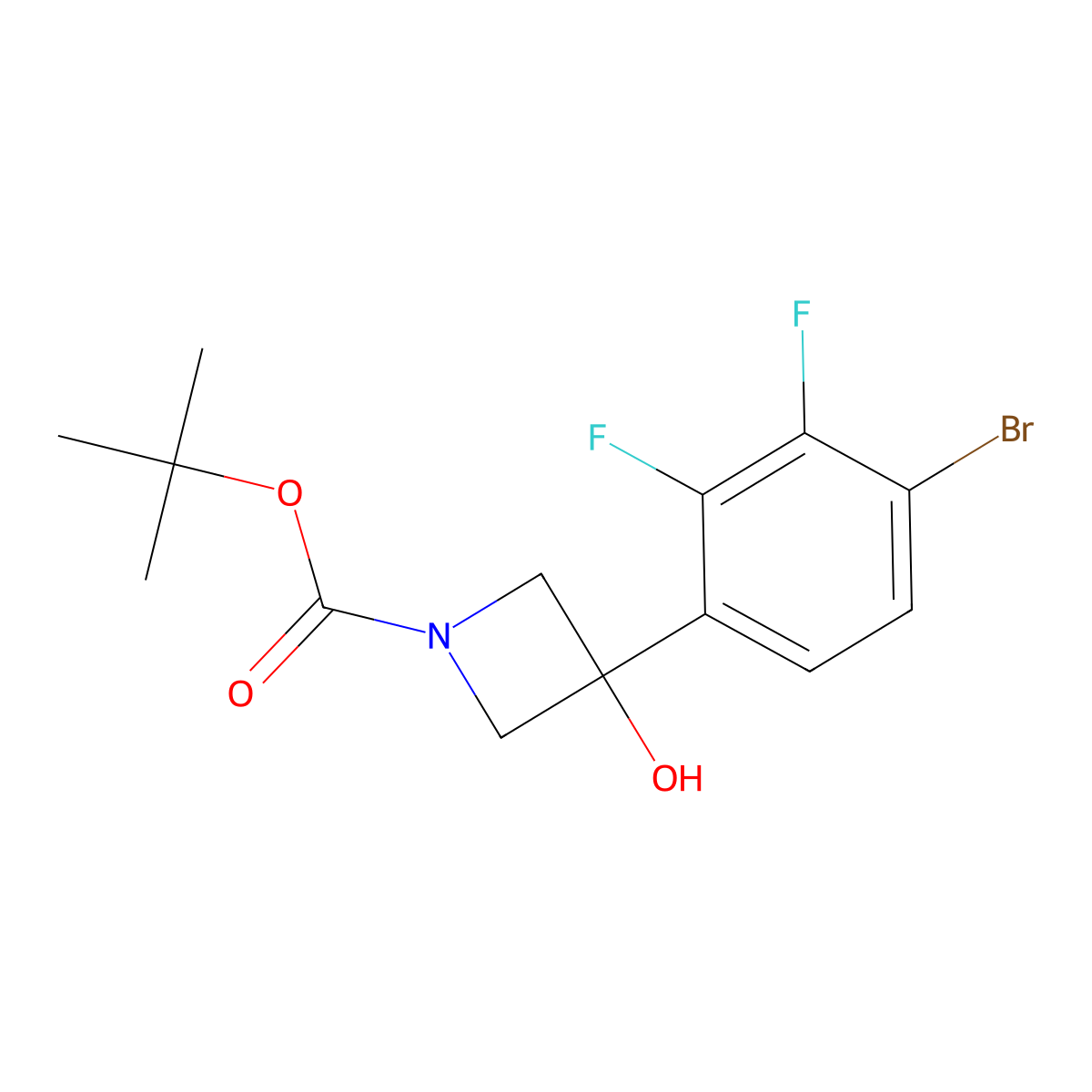 1,1-Dimethylethyl 3-(4-bromo-2,3-difluorophenyl)-3-hydroxy-1-azetidinecarboxy... molecular structure, CAS 2004449-10-7