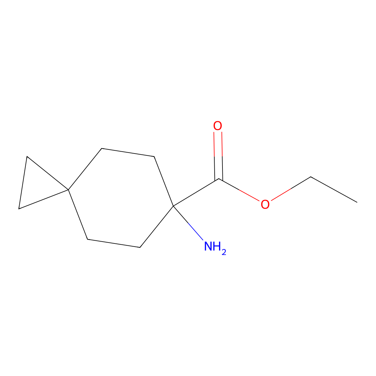 Ethyl 6-aminospiro[2.5]octane-6-carboxylate molecular structure, CAS 2004456-73-7