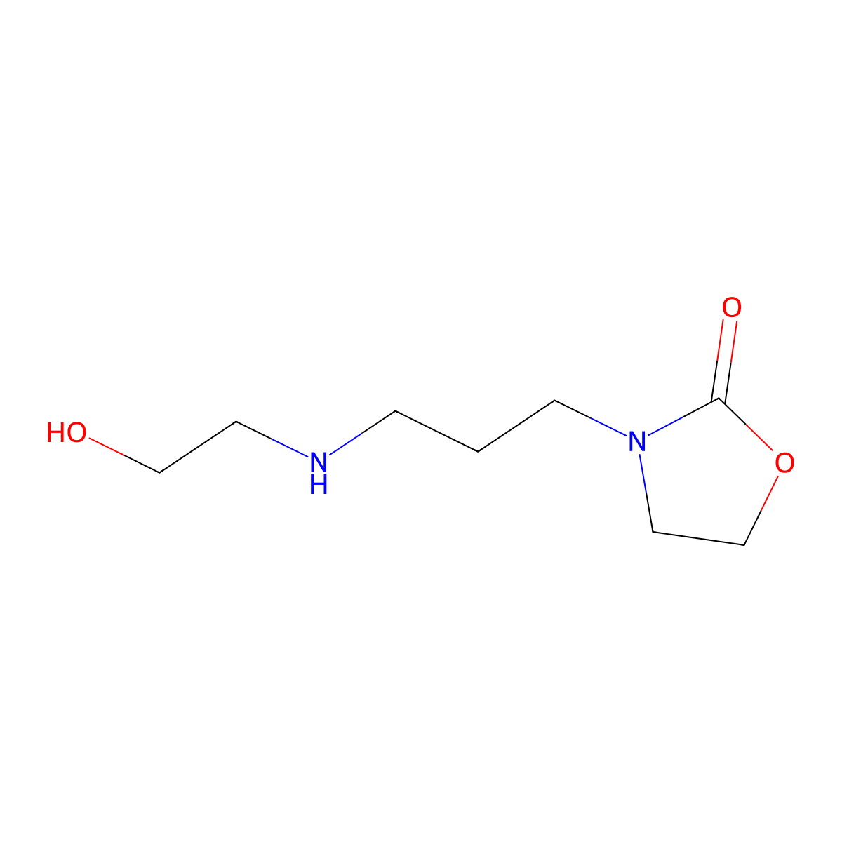 3-{3-[(2-Hydroxyethyl)amino]propyl}-1,3-oxazolidin-2-one molecular structure, CAS 2004457-34-3