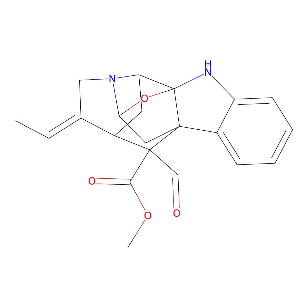Methyl 14-ethylidene-19-formyl-18-oxa-2,12-diazahexacyclo[9.6.1.19,15.01,9.03,8.012,17]nonadeca-3,5,7-triene-19-carboxylate molecular structure, CAS 20045-06-1